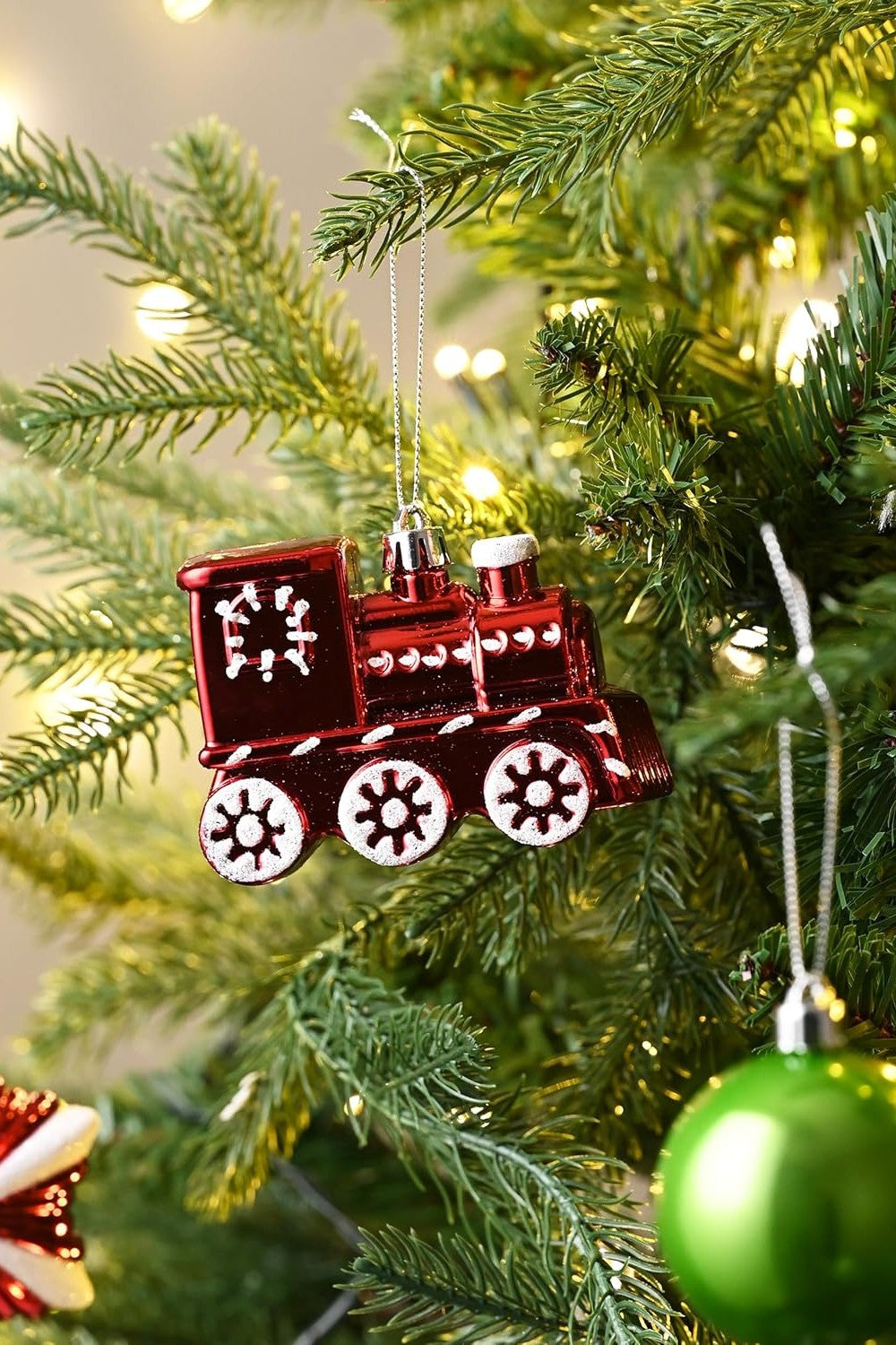 Kit com 20 Enfeites de Natal Vermelho, Verde e Branco
